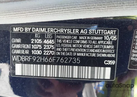 2006 Mercedes-Benz C 280 Luxury 4Matic из США, поврежденный, VIN WDBRF92H66F762735